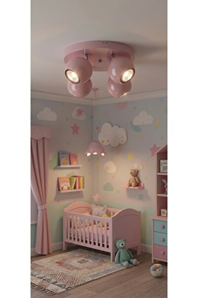 demet habek mylights OS RAM 4'lü Dörtlü Hareketli Başlık Bebek OdasıToz Pembe...
