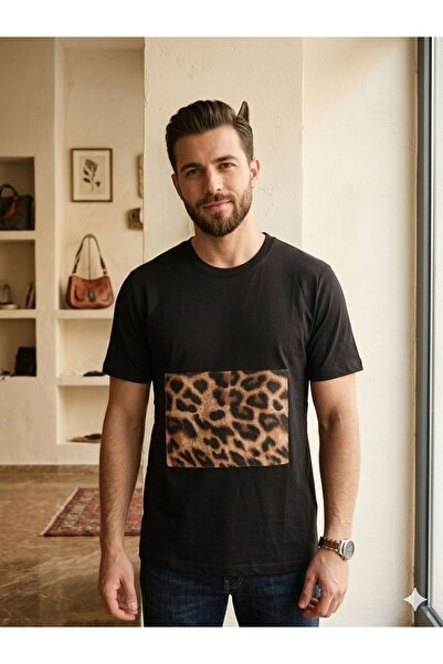 İLBESSPORT Crna majica sa detaljima leoparda
