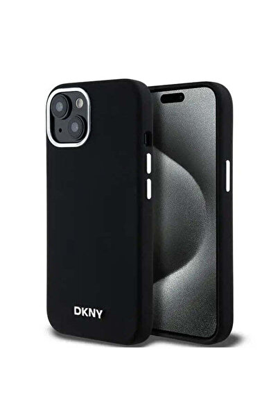 Dkny Кейс Liquid Silicone Small Metal Logo MagSafe за iPhone 15, 14, 13, черен