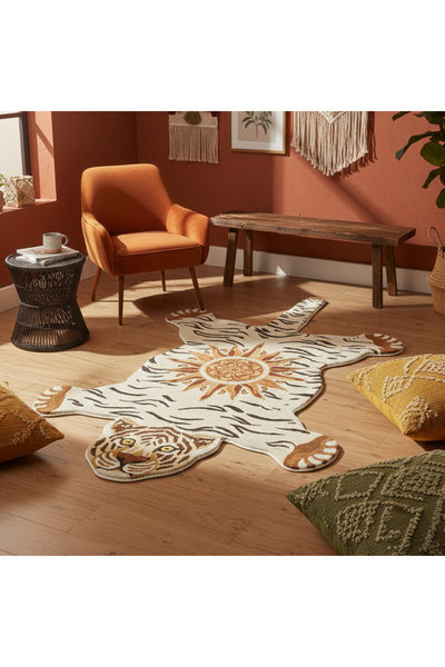 RugWest Solar Tiger Kaplan Desenli Modern Dijital Baskılı Kaymaz Taban Halı