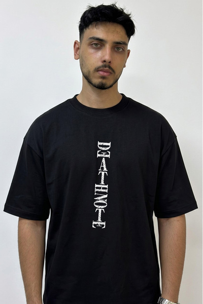 Anetos Death Note_2 Design Printed Oversize Black T-Shirt