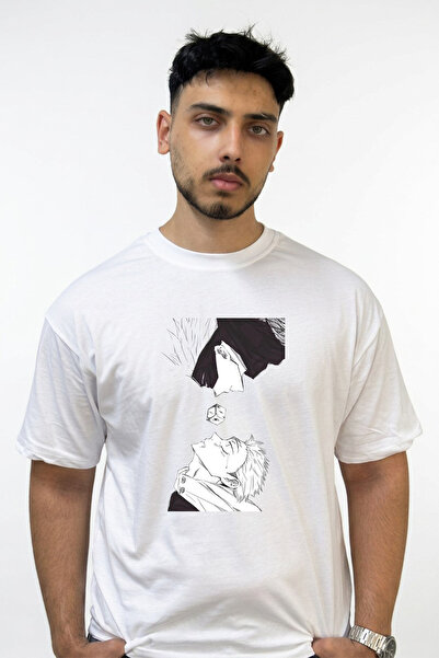 Anetos Gojo Satoru Gokumonkyo Design Printed Oversize White T-Shirt