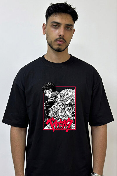Anetos Berserk_6 Design Printed Oversize Black T-Shirt