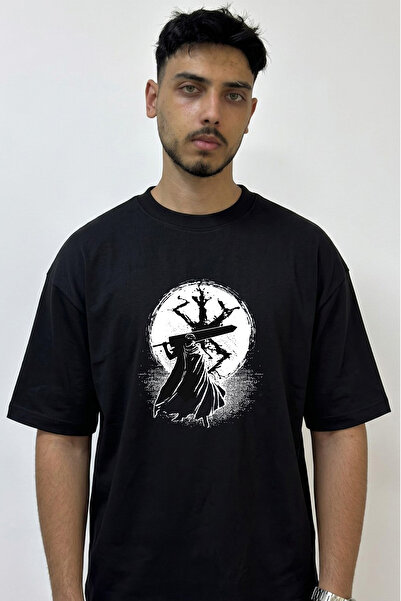 Anetos Guts Berserk_14 Design Printed Oversize Black T-Shirt