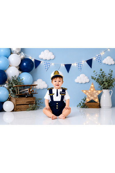 Mum Design Gifts Erkek Bebek Kaptan Pilot Pilotçu Konseptli Doğum Günü Kostüm...