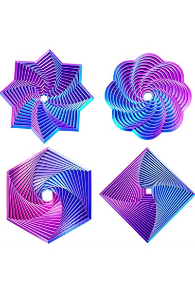 Choice3 M PURPLE 4pcs Fractal Spiral Hexagon Restless Star, Colorful Rotating...