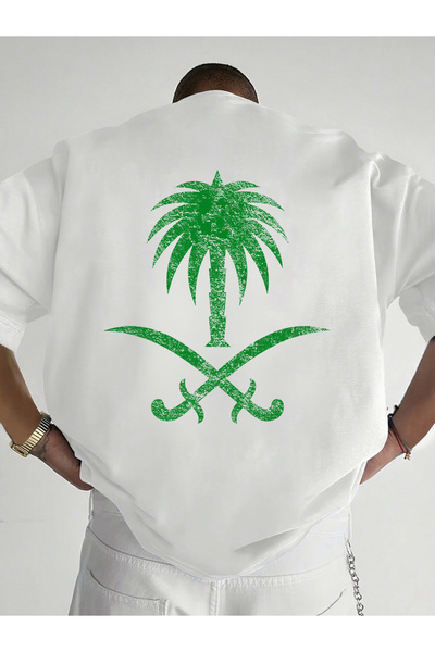 SAUDI Men and Women's 100% Cotton T-Shirt - Oversized Crew Neck Short Sleeve ...