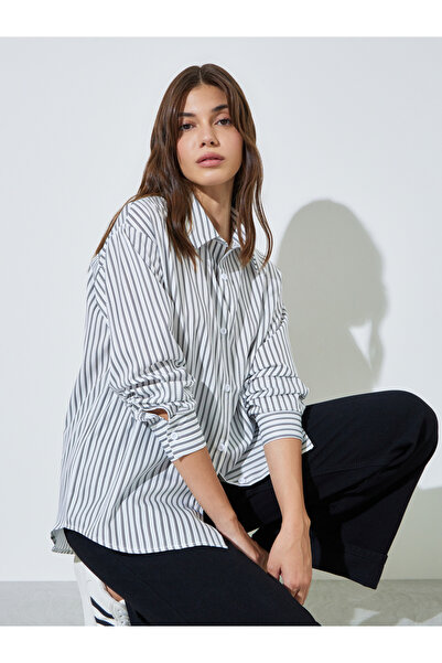 Styli White Striped Oversized Casual Shirt
