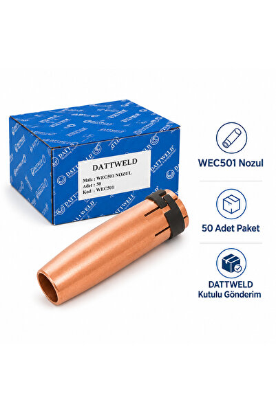 Dattweld WEC501 Su Soğutmalı Gazaltı Kaynak Torcu Nozul 50 Adet Paket Bakır M...