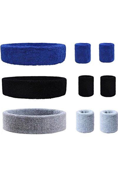 Arabest 3PCS Headband Wristguard Set Men's Sports Headband Wristband Moisture...