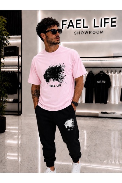FAEL LİFE Unisex Wide-Let T-Shirt and Trackpants Tiger Printed Set