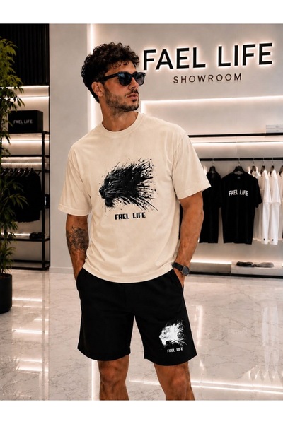 FAEL LİFE Unisex Wide-Let T-Shirt and Shorts Tiger Printed Set