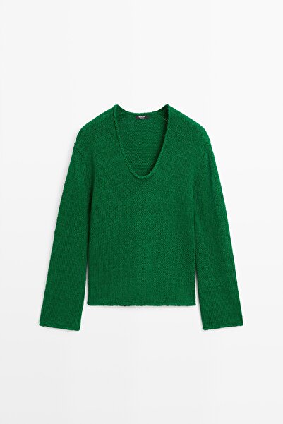 Massimo Dutti Pamuklu dokulu triko kazak