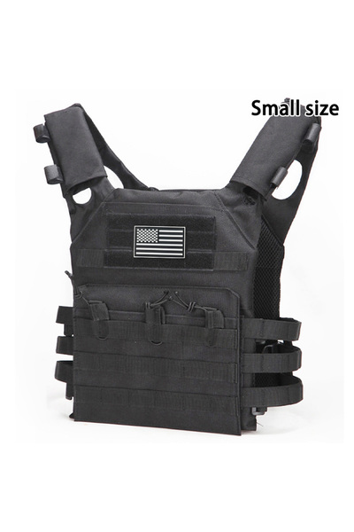 Choice4 Black MOLLE outdoor training vest (including US flag emblem) with con...