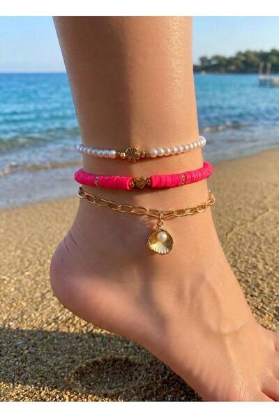 Beykan handmade Kumsal Esintisi Set of 3 Anklets