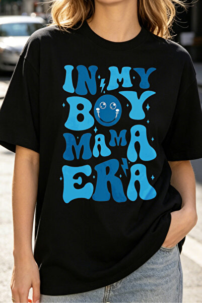 Fleck تي شيرتات نسائية بطبعة جرافيك 'In My Boy Mama Era' بتصميم عصري كاجوال ب...