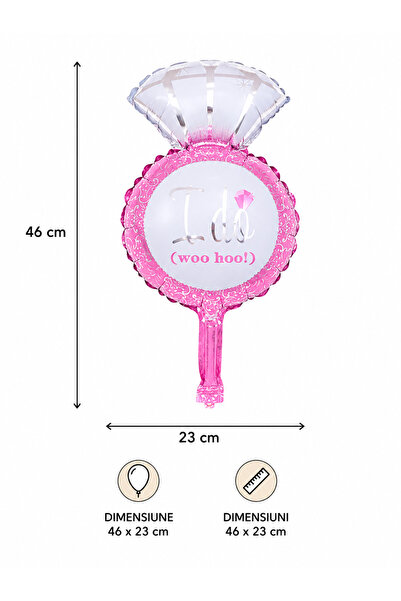 genaja Balon din Folie Metalizată, Mini Figurină Inel de Logodnă, Tematică Ce...