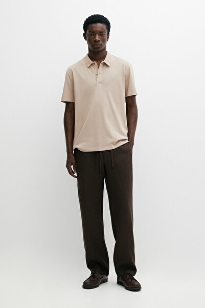 Massimo Dutti Dokulu %100 pamuklu polo t-shirt