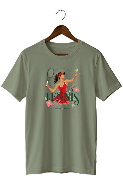 WİDİ Tennis Racket Printed T-Shirt Floral Sports T-Shirt