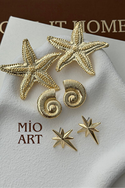 MioArt 3'lü Yıldız Küpe Seti