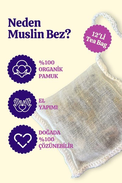 Mim and More حزمة من 10 أكياس شاي إيرل جراي الأرجواني من قماش الموسلين