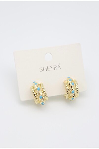 Bade Jewelry Vip Gold Blue Enamel Minimal Tarnish-Resistant Steel Earrings wi...
