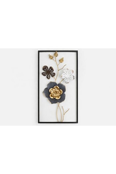 SHOPIENS Tablou decorativ de perete Flori 3D Ramă Neagră Panou Floral Metalic...
