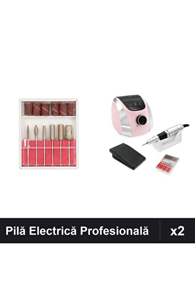 NAİLS Set 2 Pile Electrice Profesionale Manichiură 68W 35000 RPM M13 Roz