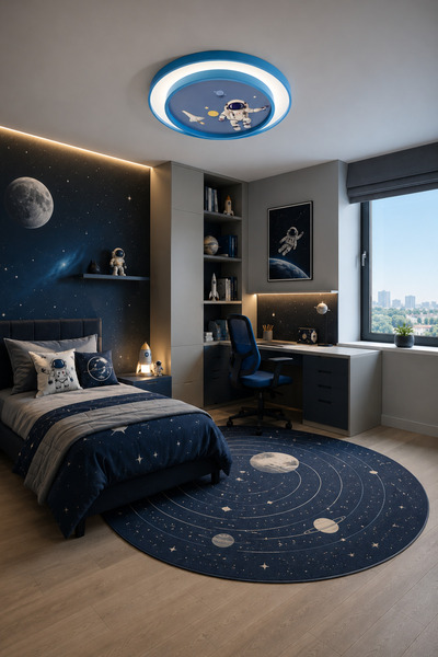 Modavize Astronot 2 Katlı Modern Tasarım Uzaktan Kumandalı Dimmerli Gece Modl...