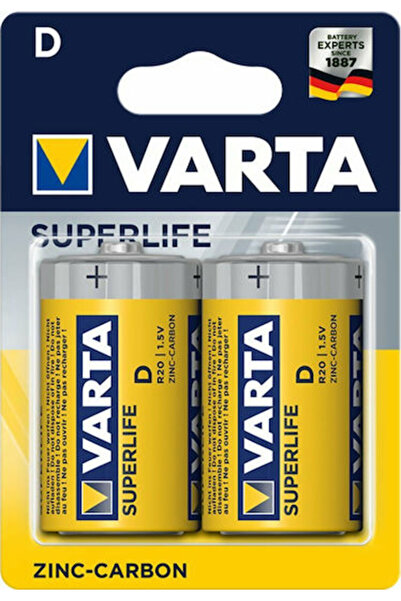 Varta Superlife Μπαταρίες Ψευδαργύρου D 1.5V, Συσκευασία 2 τεμαχίων