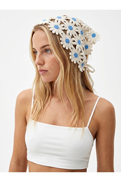 DM DİLAN MODA Women's Crochet Floral Hair Bandana / Multipurpose Waist Scarf