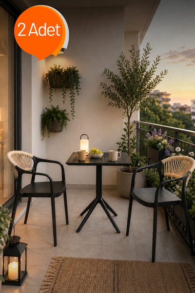 RETRO ART Sole 2 adet İpli Sandalye – Balkon Bahçe Kafe Proje Sandalyesi, Pol...