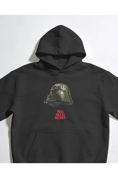 buzagi tasarım ürünleri Full Metal Jacked Star Wars Unisex Black Hooded Sweat...