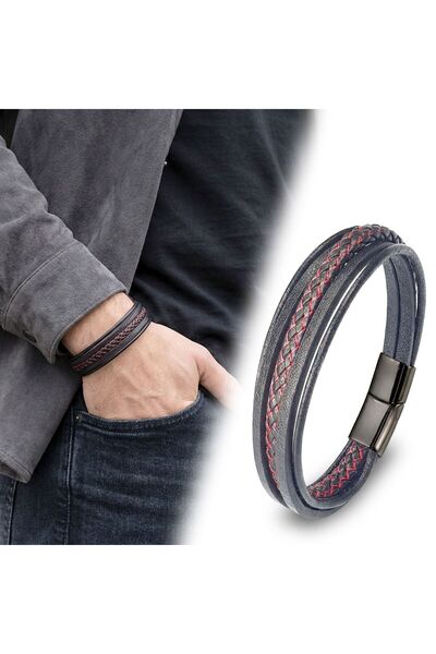OGHAMAY Red Black Multi Leather Bracelet 18393B2D6