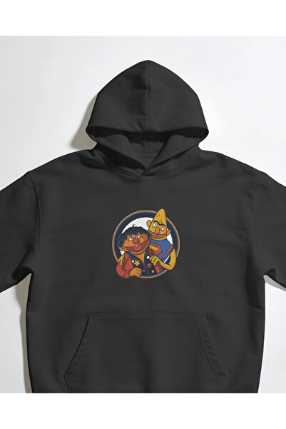 buzagi tasarım ürünleri Edi Ile Büdü Unisex Black Hooded Sweatshirt