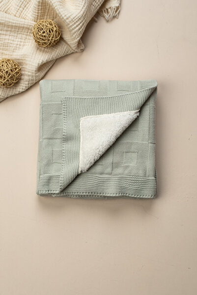 Mielco Plush Inside Square Block Pattern Knitwear Baby Blanket