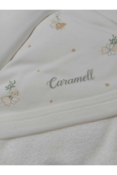 Caramell 100% Organic Cotton Bath Set (Muslin Towel, Hooded Towel, 1 Washcloth 2566 2548