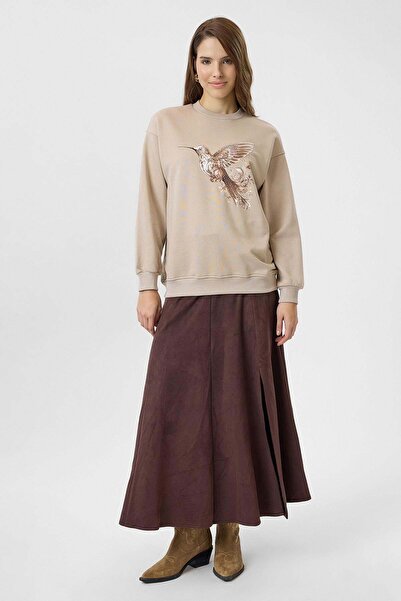 TIFFANY&TOMATO Kuş Baskılı Nakışlı Sweatshirt