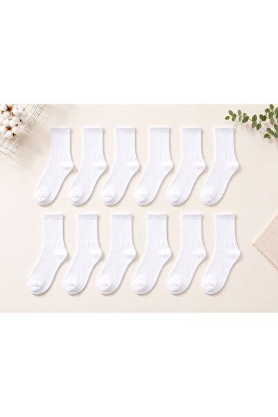 DİAMOND OUTLET Unisex White Tennis Socks Set of 12 Cotton Daily Sports Socks ...