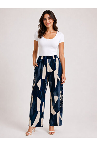 Trendline Trendy Women's Discount Fabric Summer Pants with Elastic Waistband