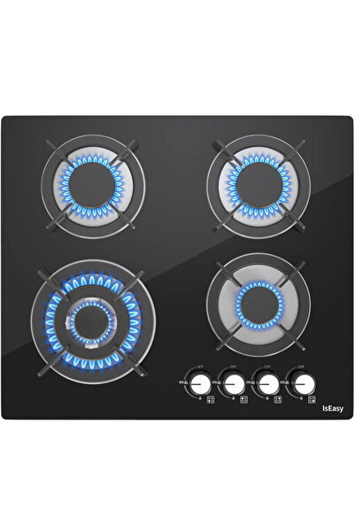 IsEasy MGBG-604B, Gaz, 4 zone de gatit, Negru