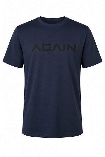trender Again Print Modal Octavian Navy Blue Men's T-Shirt 226-30