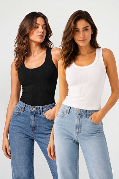 fevien Set of 2 Women's U-Neck Thick Strap Combed Cotton Camisole Undershirts...