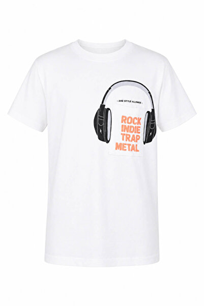 trender 8034 Metal Print White Boy's T-Shirt 26Yss2000039