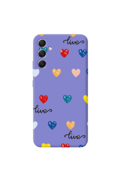 Other Samsung A34 Heart Lives Purple Colored Silicone TPU Θήκη