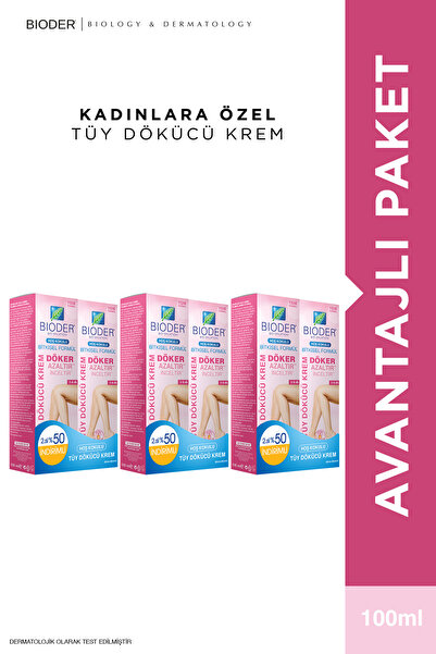Bioder Normal Ciltler İçin Tüy Dökücü Krem 3x200ml - Avantajlı Set