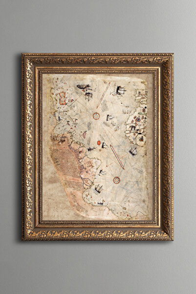 epiqart Piri Reis World Map - Vintage Patterned Painting - Thick Model