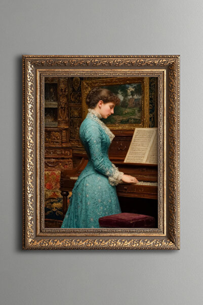 epiqart امرأة رائعة تعزف على البيانو - لوحة بنمط عتيق - نموذج سميك