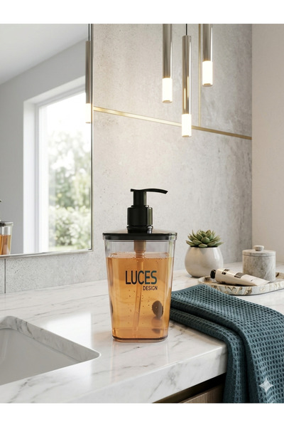 LUCES DESİGN Crystal Liquid Soap Dispenser Transparent Smoked Color (Not Glass)