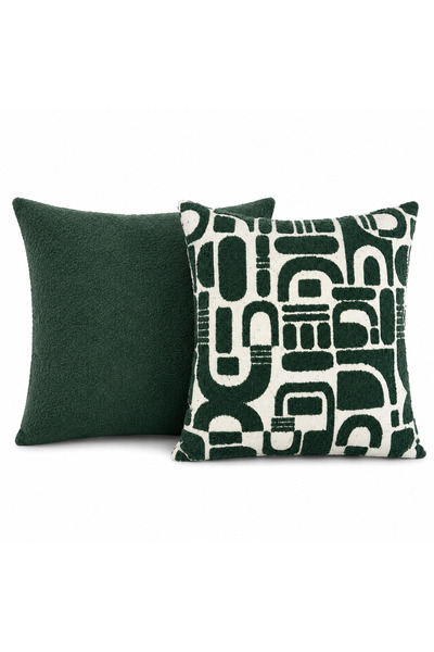 NURHAN HOME COLLECTION Verde Duo Throw Pillow Cover Set - Geometric Patterned...